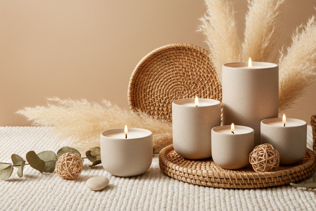 Boho header with candles